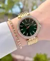 Kadranı Yeşil Kordonu Gold Renk 38 mm Kadın Kol Saati ve Bileklik