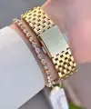 Kadranı Yeşil Kordonu Gold Renk 38 mm Kadın Kol Saati ve Bileklik