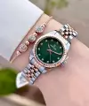 Kadranı Yeşil Kordonu Rose Gümüş Renk Hediye Paketli Kadın Kol Saati Ve Bileklik