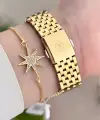 Gold Renk 38 Mm Kadın Kol Saati Ve Bileklik