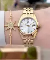 Gold Renk 28 Mm Kadın Kol Saati Ve Bileklik