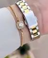 Gold Gümüş Renk 28 Mm Kadın Kol Saati Ve Bileklik