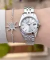Gümüş Renk 28 Mm Kadın Kol Saati Ve Bileklik