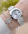 Gümüş Renk 28 Mm Kadın Kol Saati Ve Bileklik