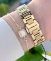 Gold Renk Kadın Kol Saati ve Bileklik