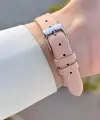Yeni Model Rose Gümüş Renk Kadın Kol Saati ve Pembe Renk Deri Kordon