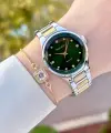 Kadranı Yeşil Kordonu Gold Gümüş Renk Kadın Kol Saati ve Bileklik