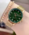 Kadranı Yeşil Kordonu Gold Renk Kadın Kol Saati ve Bileklik