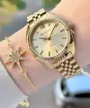 Gold Renk Kadın Kol Saati ve Bileklik