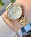 Gold Renk Hediye Paketli Kadın Kol Saati ve Bileklik