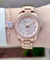 Rose Renk Kadın Kol Saati ve Bileklik