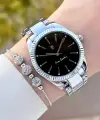 Kadranı Siyah Kordonu Gümüş Renk 36 mm Kadın Kol Saati