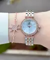 Rose Gümüş Renk 28 Mm Kadın Kol Saati ve Bileklik