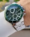 Kadranı Yeşil Kordonu Gümüş Renk İç Göstergeleri Aktif Erkek Kol Saati