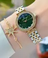Kadranı Yeşil Kordonu Gold Gümüş Renk 28 Mm Kadın Kol Saati ve Bileklik