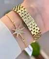 Gold Renk 28 Mm Kadın Kol Saati ve Bileklik