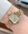 Kasası ve Kadranı Gold Renk 24 Mm Kadın Kol Saati ve Bileklik