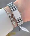 Gümüş Renk 30 Mm Kadın Kol Saati ve Bileklik