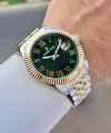 Kadranı Yeşil Kordonu Gold Gümüş Renk İç Göstergeleri Aktif Erkek Kol Saati