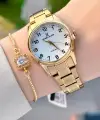Gold Renk Rakamlı Kadın Kol Saati ve Bileklik