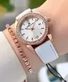 Kasası Rose Kordonu Beyaz Renk 30 Mm Kadın Kol Saati ve Bileklik
