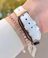 Kasası Rose Kordonu Beyaz Renk 30 Mm Kadın Kol Saati ve Bileklik