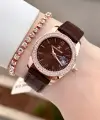 Kasası Rose Kordonu Kahverengi Renk 30 Mm Kadın Kol Saati ve Bileklik