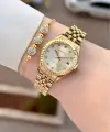 Gold Renk Takvimli 25 Mm Kadın Kol Saati ve Bileklik
