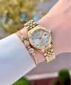 Gold Renk Takvimli 25 Mm Kadın Kol Saati ve Bileklik