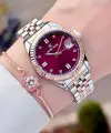 Kadranı Mor Kordonu Rose Gümüş Renk Hediye Paketli Kadın Kol Saati + Bileklik