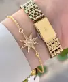 Gold Renk Kadın Kol Saati ve Bileklik