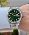Kadranı Yeşil Kordonu Gold Gümüş Renk 40 Mm Erkek Kol Saati