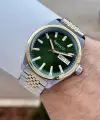 Kadranı Yeşil Kordonu Gold Gümüş Renk 40 Mm Erkek Kol Saati