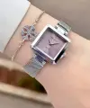 Kadranı Pembe Kordonu Gümüş Renk Kadın Kol Saati ve Bileklik