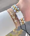 Gold Gümüş Renk 30 Mm Kadın Kol Saati ve Bileklik