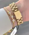 Gold Renk 30 Mm Kadın Kol Saati ve Bileklik