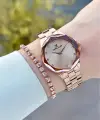 Rose Renk 33 Mm Kesme Camlı Kadın Kol Saati Ve Bileklik