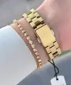 Gold Renk 33 Mm Kadın Kol Saati ve Bileklik