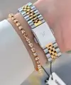 Gold Gümüş Renk 32,5 Mm Kadın Kol Saati ve Bileklik
