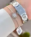 Gümüş Renk 33 Mm Kadın Kol Saati ve Bileklik