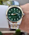 Kadranı Yeşil Kordonu Gold Gümüş Renk İç Göstergeleri Aktif Hediye Paketli Erkek Kol Saati