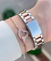 Rose Gümüş Renk 34 Mm Kadın Kol Saati ve Bileklik