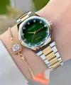 Kadranı Yeşil Gold Gümüş Renk 30 Mm Kadın Kol Saati ve Bileklik