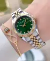 Kadranı Yeşil Gold Gümüş Renk 30 mm Kadın Kol Saati ve Bileklik