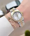 Gold Gümüş Renk 30 mm Kadın Kol Saati ve Bileklik
