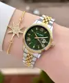 Kadranı Yeşil Gold Gümüş Renk 30 mm Kadın Kol Saati ve Bileklik
