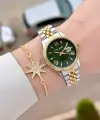 Kadranı Yeşil Gold Gümüş Renk 30 mm Kadın Kol Saati ve Bileklik