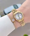 Gold Renk 25 Mm Kadın Kol Saati ve Bileklik