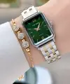 Kadranı Yeşil Gold Gümüş Renk Kadın Kol Saati ve Bileklik