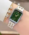 Kadranı Yeşil Gold Gümüş Renk Kadın Kol Saati ve Bileklik